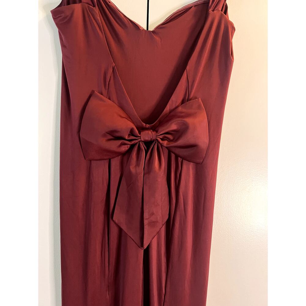 Oh Polly Burgundy Midi Dress with Bow Back - Picture 5 of 7